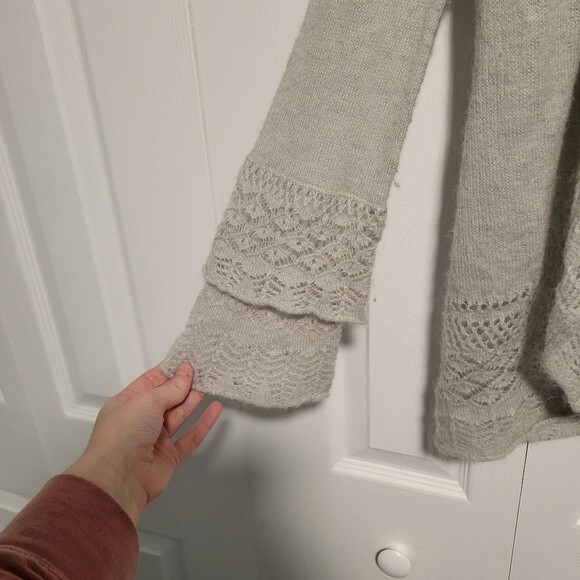 Ann Taylor Loft Gray Open Front Cardigan Mohair Wool Size Medium - Picture 3 of 6
